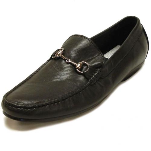 Encore By Fiesso Black Genuine Leather Loafer Shoes FI3059